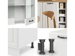 Vicco R-Line Singleküche Weiß Landhaus/Weiß 160 cm AP Marmor ohne E-Geräte