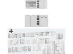 Vicco R-Line Singleküche Weiß Landhaus/Weiß 160 cm AP Marmor ohne E-Geräte