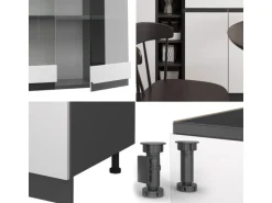 Vicco R-Line Singleküche Weiß/Anthrazit 160 cm AP Eiche ohne E-Geräte