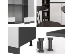 Vicco R-Line Singleküche Weiß/Anthrazit 160 cm J-Shape ohne E-Geräte