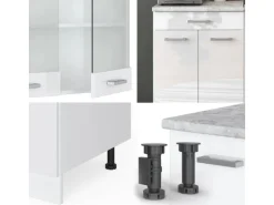 Vicco R-Line Singleküche Weiß 140 cm AP Marmor ohne E-Geräte