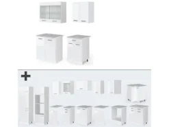 Vicco R-Line Singleküche Weiß 140 cm AP Marmor ohne E-Geräte