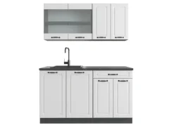 Vicco R-Line Singleküche Weiß Landhaus/Anthrazit 140 cm ohne Arbeitsplatte ohne E-Geräte