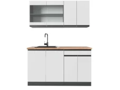 Vicco R-Line Singleküche Weiß/Anthrazit 140 cm AP Eiche ohne E-Geräte