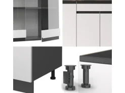 Vicco R-Line Singleküche Weiß/Anthrazit 140 cm AP Eiche ohne E-Geräte