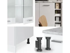 Vicco R-Line Singleküche Weiß Hochglanz/Weiß 160 cm AP Eiche ohne E-Geräte