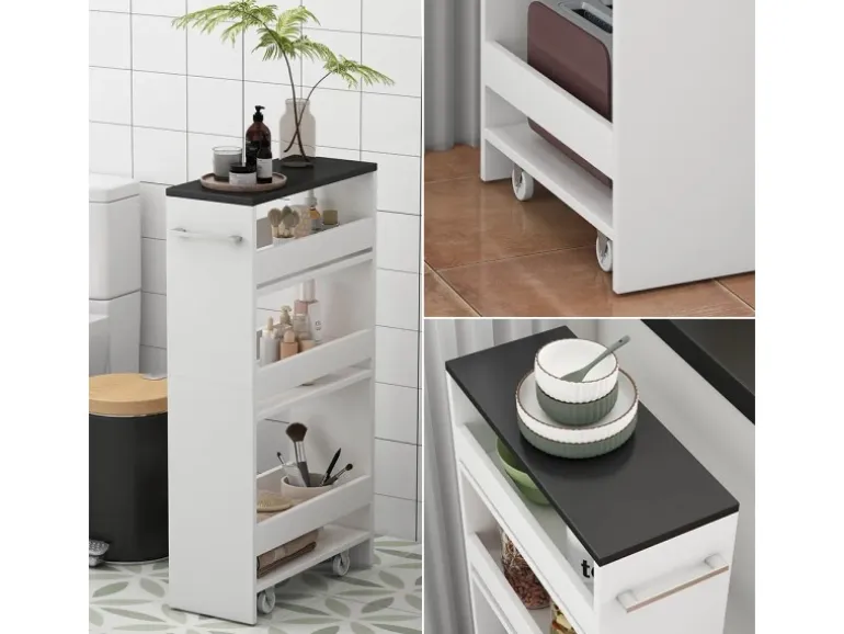 Vicco Rollregal Rivo Weiß/Anthrazit 20x85 cm