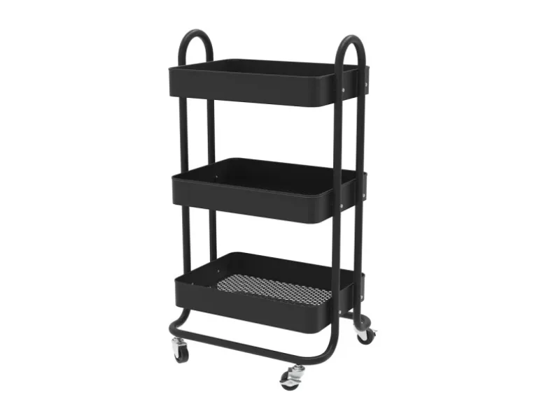 Vicco Rollregal Tron Rollbare Küchen-Minibar Schwarz 46x79 cm