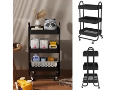 Vicco Rollregal Tron Rollbare Küchen-Minibar Schwarz 46x79 cm