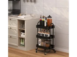 Vicco Rollregal Tron Rollbare Küchen-Minibar Schwarz 46x79 cm