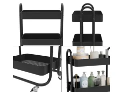 Vicco Rollregal Tron Rollbare Küchen-Minibar Schwarz 46x79 cm