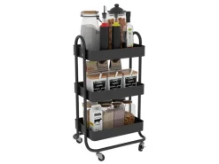 Vicco Rollregal Tron Rollbare Küchen-Minibar Schwarz 46x79 cm