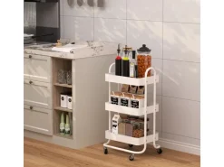 Vicco Rollregal Tron Rollbare Küchen-Minibar Weiß 46x79 cm