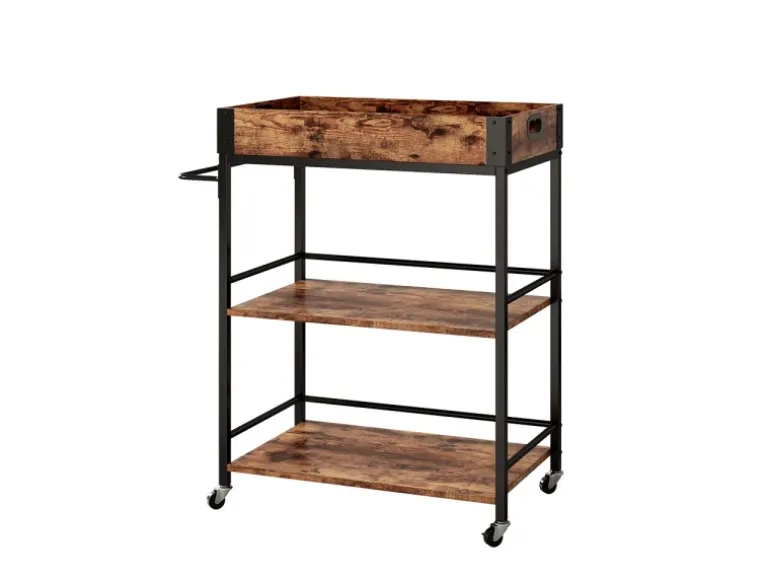 Vicco Servierwagen Fyrk Rollbare Küchen-Minibar Eiche Rustikal 65x85 cm