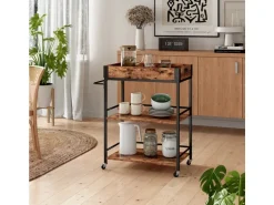 Vicco Servierwagen Fyrk Rollbare Küchen-Minibar Eiche Rustikal 65x85 cm