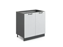 Vicco Spülenunterschrank Fame-Line Weiß Landhaus/Anthrazit 80 cm mit Regal ohne Arbeitsplatte