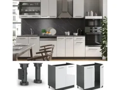 Vicco Spülenunterschrank Fame-Line Weiß Hochglanz/Anthrazit 80 cm AP Eiche