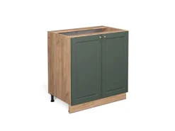 Vicco Spülenunterschrank Fame-Line Grün-Gold Landhaus/Goldkraft Eiche 80 cm mit Regal ohne Arbeitsplatte