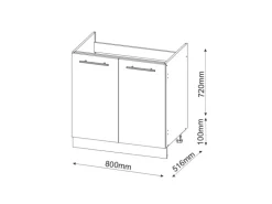 Vicco Spülenunterschrank Fame-Line Goldkraft Eiche/Weiß 80 cm ohne Arbeitsplatte