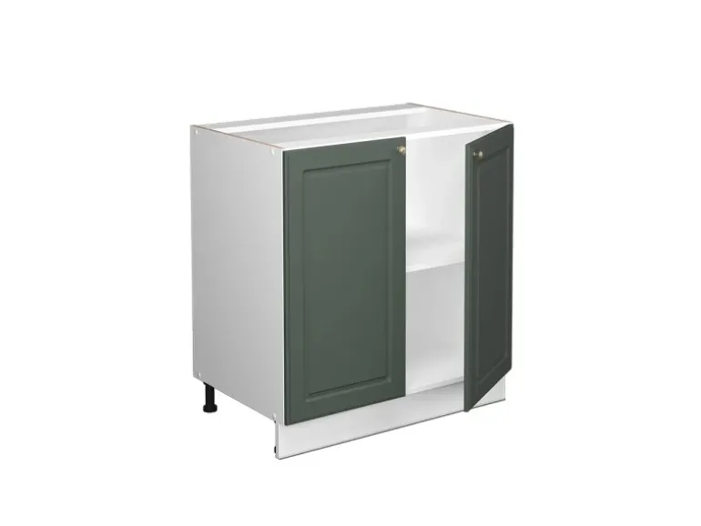 Vicco Spülenunterschrank Fame-Line Grün-Gold Landhaus/Weiß 80 cm mit Regal AP Marmor