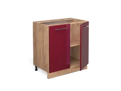 Vicco Spülenunterschrank Fame-Line Bordeaux Hochglanz/Goldkraft Eiche 80 cm mit Regal ohne Arbeitsplatte