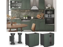 Vicco Spülenunterschrank Fame-Line Grün-Gold Landhaus/Anthrazit 80 cm ohne Arbeitsplatte