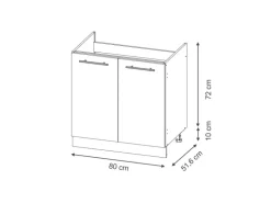 Vicco Spülenunterschrank Fame-Line Dunkelblau Hochglanz/Anthrazit 80 cm AP Anthrazit