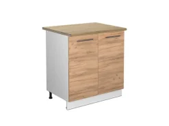 Vicco Spülenunterschrank Fame-Line Goldkraft Eiche/Weiß 80 cm mit Regal AP Eiche