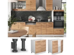 Vicco Spülenunterschrank Fame-Line Goldkraft Eiche/Weiß 80 cm mit Regal AP Eiche