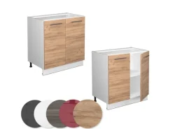 Vicco Spülenunterschrank Fame-Line Goldkraft Eiche/Weiß 80 cm mit Regal AP Eiche