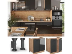 Vicco Spülenunterschrank Fame-Line Anthrazit Hochglanz/Goldkraft Eiche 80 cm ohne Arbeitsplatte