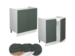 Vicco Spülenunterschrank Fame-Line Grün-Gold Landhaus/Weiß 80 cm ohne Arbeitsplatte