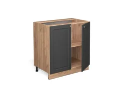 Vicco Spülenunterschrank Fame-Line Anthrazit-Gold/Goldkraft Eiche 80 cm mit Regal AP Marmor