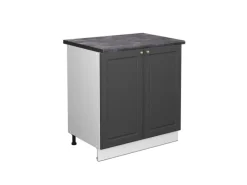 Vicco Spülenunterschrank Fame-Line Anthrazit-Gold/Weiß 80 cm mit Regal AP Anthrazit