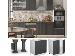 Vicco Spülenunterschrank Fame-Line Anthrazit-Gold/Weiß 80 cm mit Regal AP Anthrazit