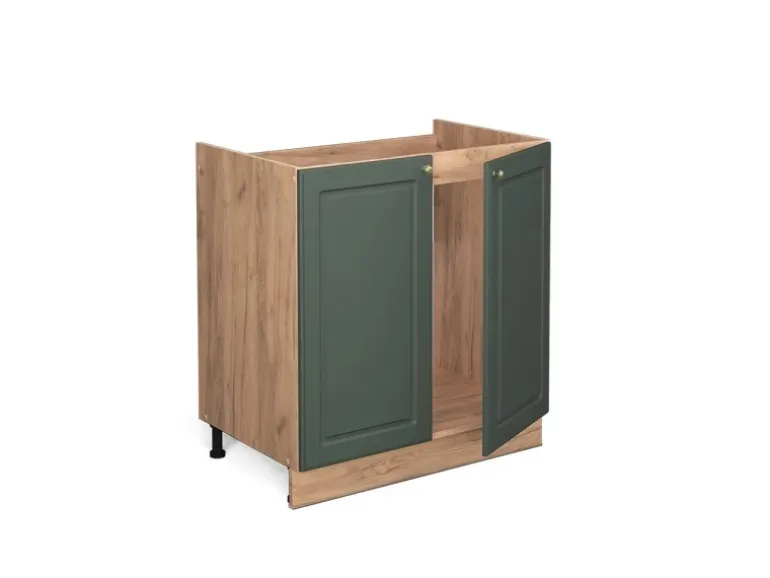 Vicco Spülenunterschrank Fame-Line Grün-Gold Landhaus/Goldkraft Eiche 80 cm AP Eiche