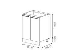 Vicco Spülenunterschrank Fame-Line Dunkelblau Hochglanz/Weiß 80 cm ohne Arbeitsplatte mit Weiß Korpus