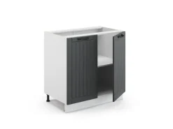 Vicco Spülenunterschrank Fame-Line Anthrazit/Weiß 80 cm mit Regal ohne Arbeitsplatte