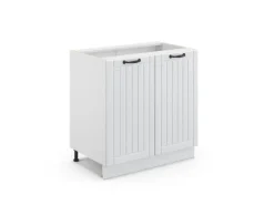 Vicco Spülenunterschrank Fame-Line Weiß Landhaus/Weiß 80 cm mit Regal ohne Arbeitsplatte