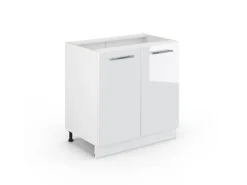 Vicco Spülenunterschrank Fame-Line Weiß Hochglanz/Weiß 80 cm mit Regal ohne Arbeitsplatte