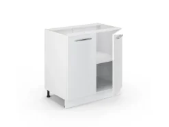 Vicco Spülenunterschrank Fame-Line Weiß Hochglanz/Weiß 80 cm mit Regal ohne Arbeitsplatte