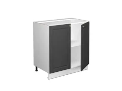 Vicco Spülenunterschrank Fame-Line Anthrazit-Gold/Weiß 80 cm mit Regal AP Marmor