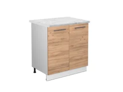 Vicco Spülenunterschrank Fame-Line Goldkraft Eiche/Weiß 80 cm AP Marmor