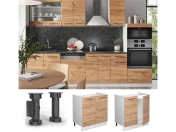 Vicco Spülenunterschrank Fame-Line Goldkraft Eiche/Weiß 80 cm AP Marmor