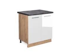 Vicco Spülenunterschrank Fame-Line Weiß Hochglanz/Goldkraft Eiche 80 cm AP Anthrazit