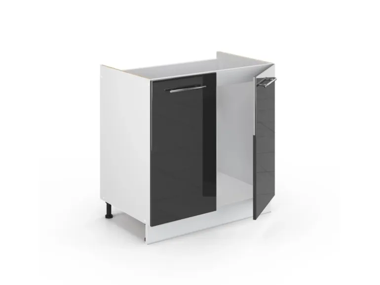 Vicco Spülenunterschrank Fame-Line Anthrazit Hochglanz/Weiß 80 cm ohne Arbeitsplatte