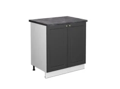 Vicco Spülenunterschrank Fame-Line Anthrazit-Gold/Weiß 80 cm AP Anthrazit