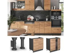 Vicco Spülenunterschrank Fame-Line Goldkraft Eiche/Anthrazit 80 cm AP Eiche