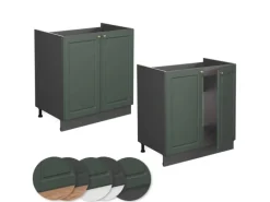 Vicco Spülenunterschrank Fame-Line Grün-Gold Landhaus/Anthrazit 80 cm AP Anthrazit