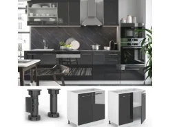 Vicco Spülenunterschrank Fame-Line Anthrazit Hochglanz/Weiß 80 cm mit Regal AP Anthrazit